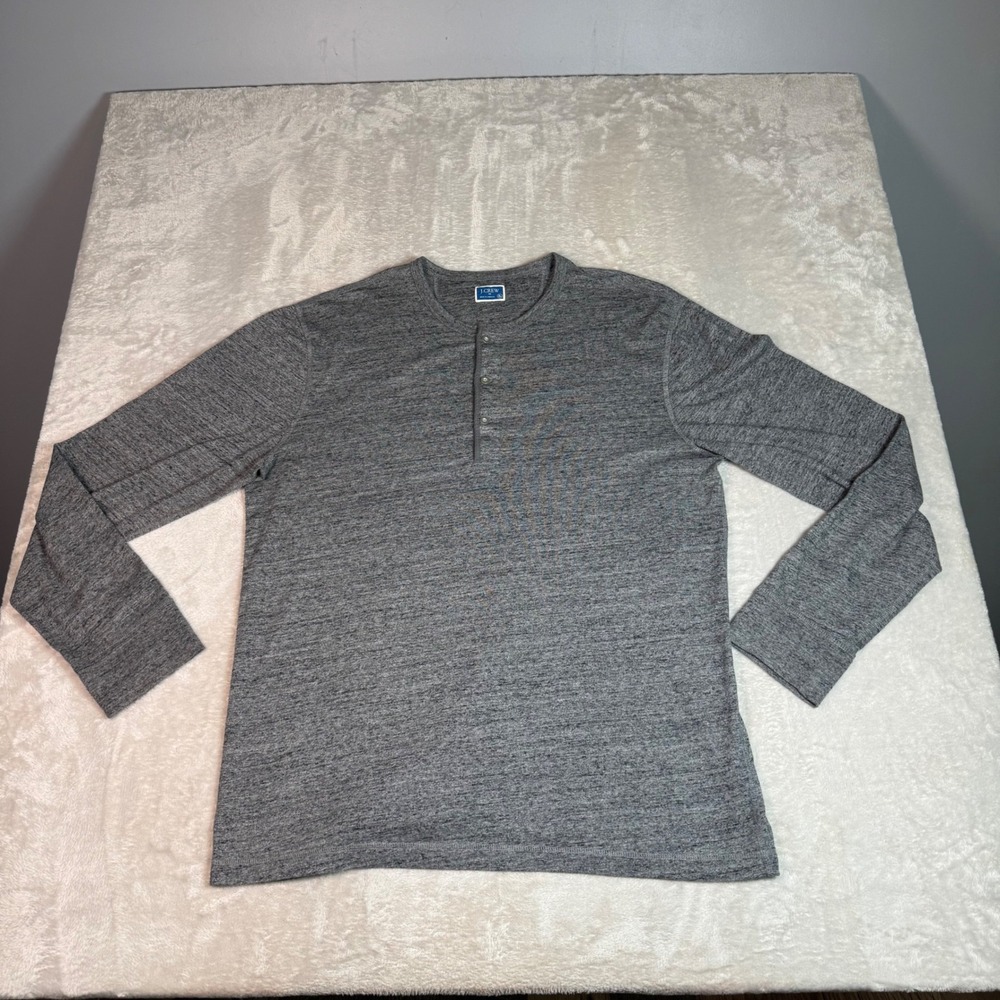 J.Crew Mens XL Gray Heathered Long Sleeve Henley Shirt